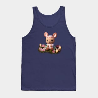 Knitted bunny in ambient nature scene Tank Top